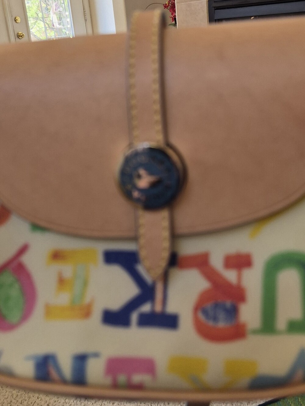 Dooney & Bourke Multicolor Letter-Print Crossbody with Tan Trim And Rainbow Zip - Picture 11 of 16